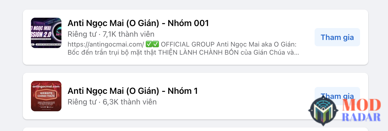 Các Group Anti với đông đảo thành viên