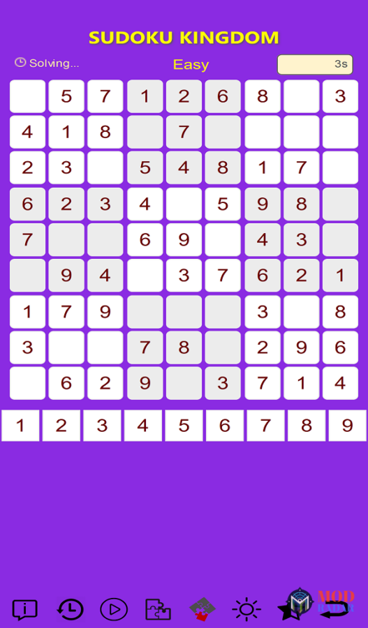 Giao diện mobile của Sudoku Kingdom