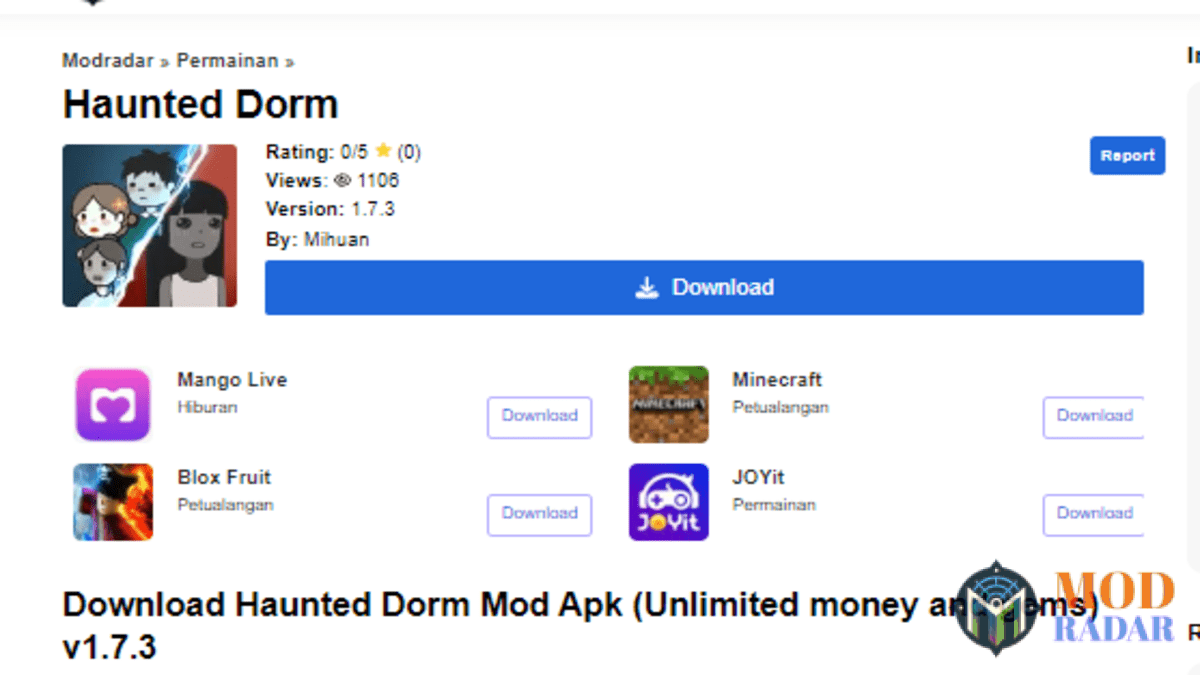 download haunted dorm mod apk