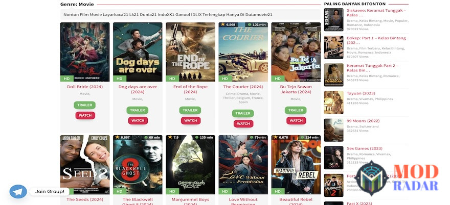 Tempat nonton film dan serial TV dutamovie21 apk.