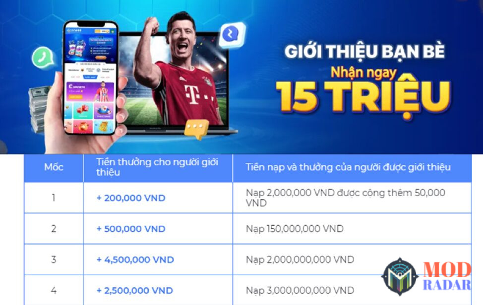 Mời bạn bè tham gia nhận ngay thưởng lên đến 15 triệu đồng tại One88