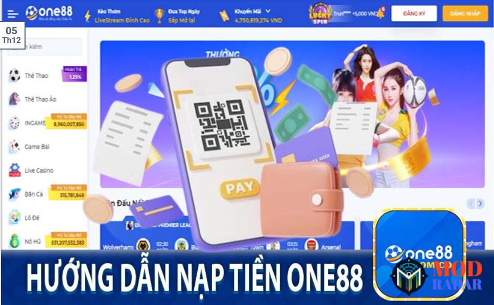 hướng dẫn nạp tiền one88