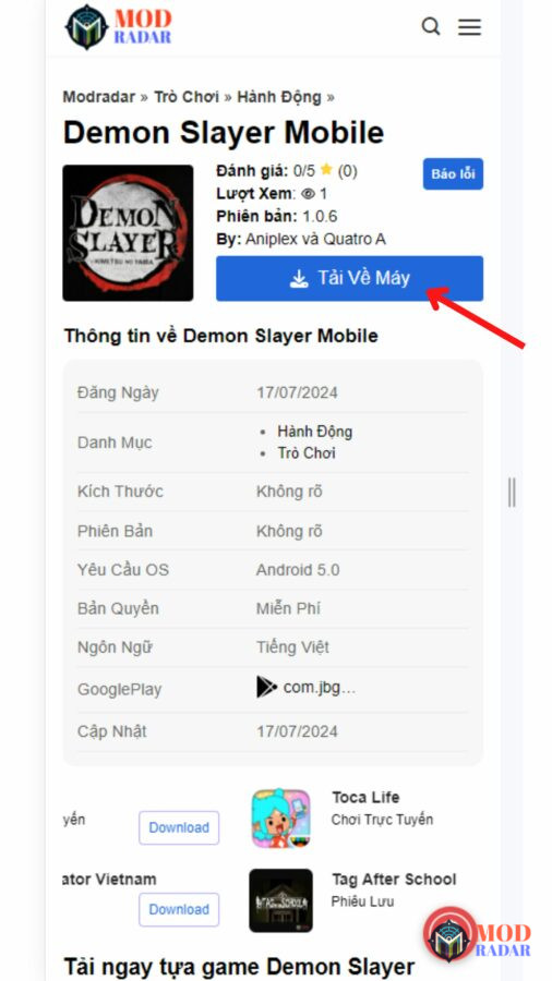 Hướng dẫn cách tải Demon Slayer Mobile Apk