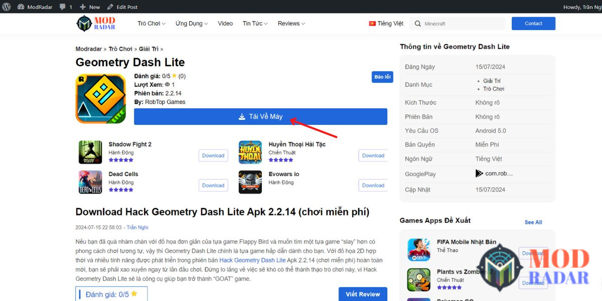 Download Hack Geometry Dash Lite Apk 2.2.14 (chơi miễn phí)