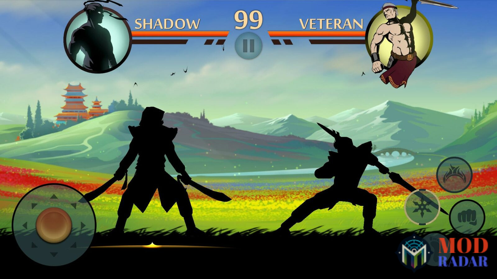 Giao diện chiến đấu của game Shadow Fight 2 Special Edition Hack