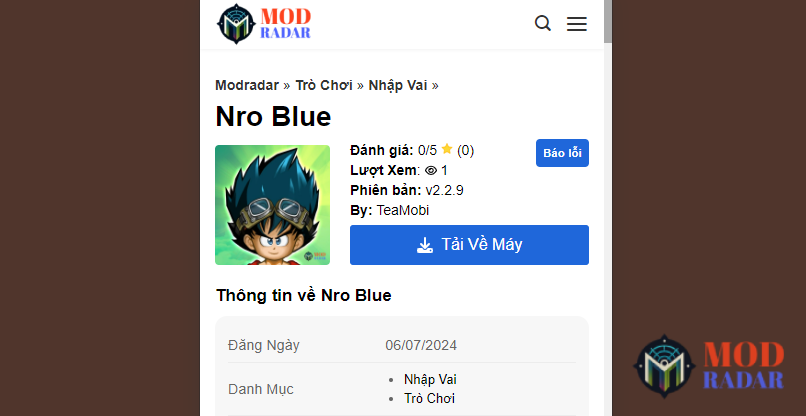 Nhấn vào tệp Nro Blue MOD và lựa chọn phiên bản để tải xuống