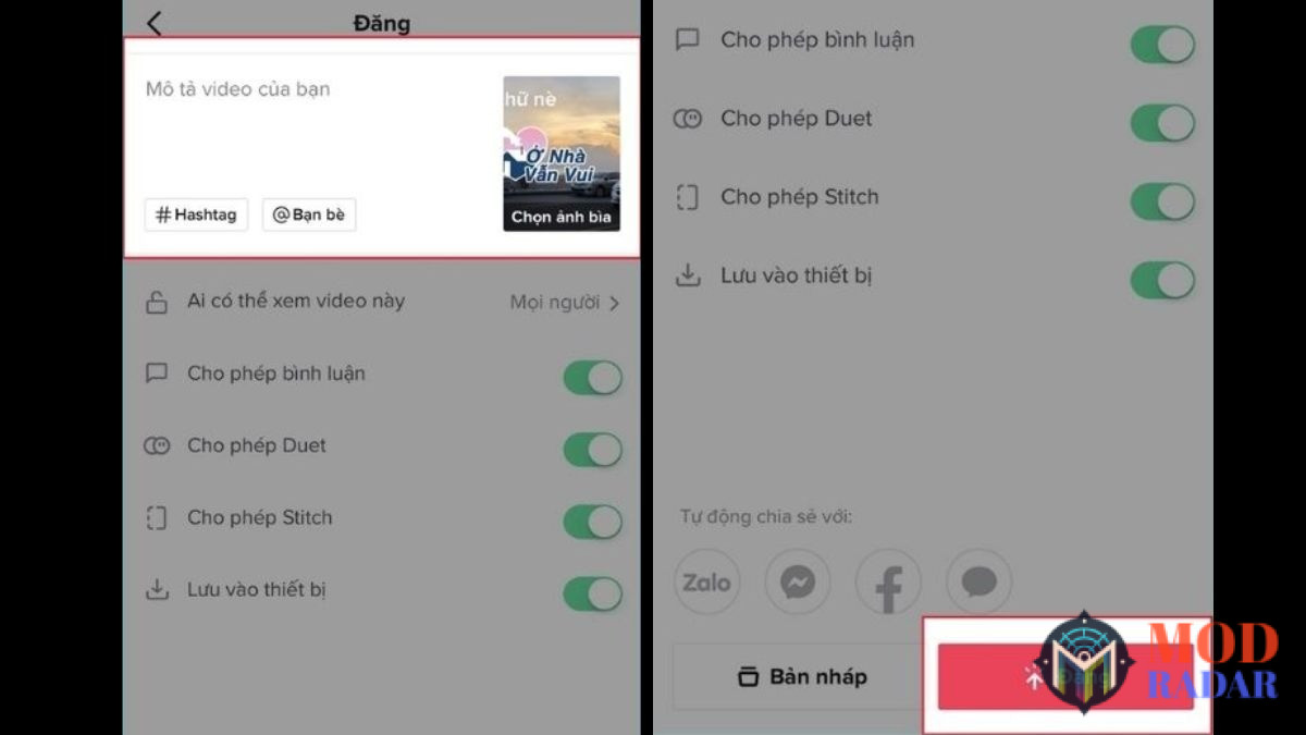 Tải video lên TikTok Lite 