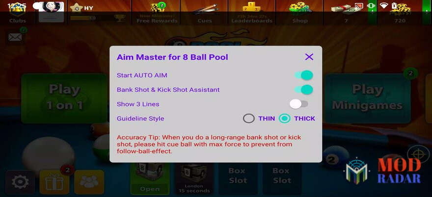 Tips main Aim Master for 8 Ball Pool