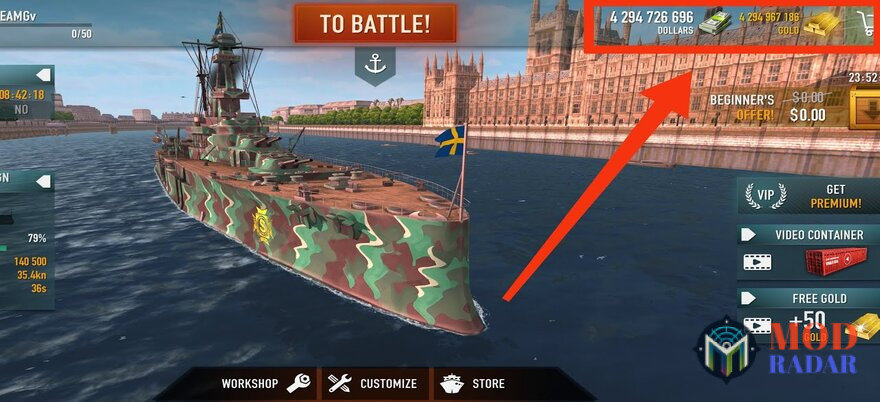 Fitur eksklusif di Battle of Warship Mod Apk