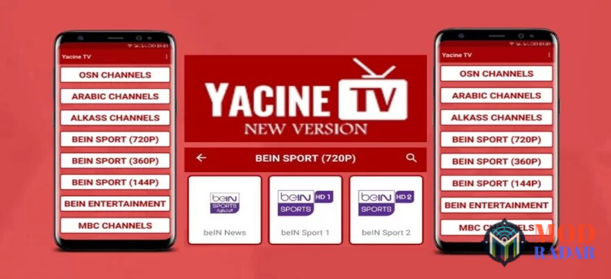 Channel TV yang tersedia di Yacine TV Apk