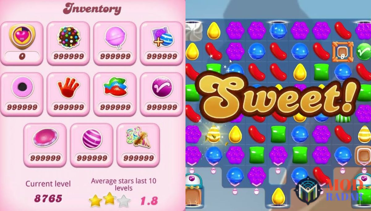 Candy Crush Saga MOD APK với nhiều tính năng hack vàng, full item hấp dẫn