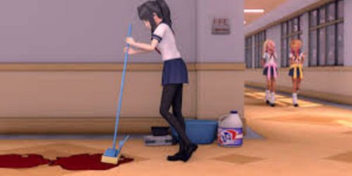 Yandere Simulator APK với đồ họa 2D mang nhiều yếu tố bạo lực, kinh dị