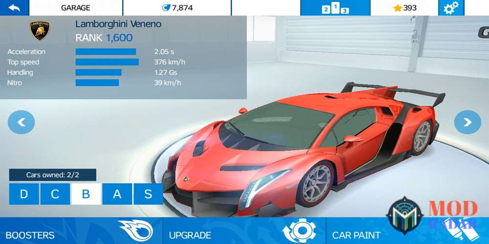 A Max Upgrade Lamborghini Veneno in Asphalt Nitro Mod APK