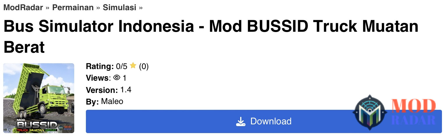 Link download Mod Bussid Truck Muatan Berat di website ModRadar