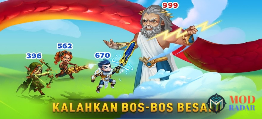 Bertarung melawan bis boss di Hero Wars Mod Apk