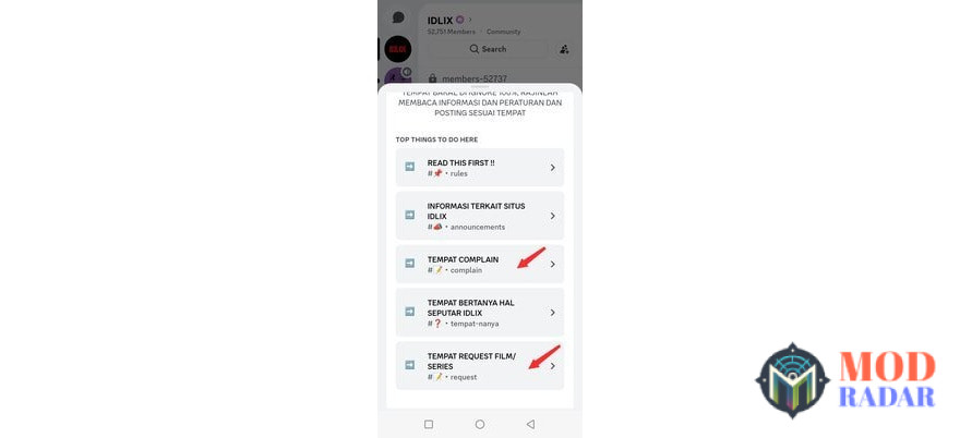 Pilh channel discord yang tepat untuk setiap kendala di  IDLIX Apk