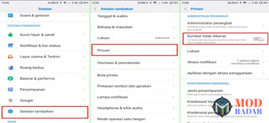 Cara izinkan install Lazada Apk