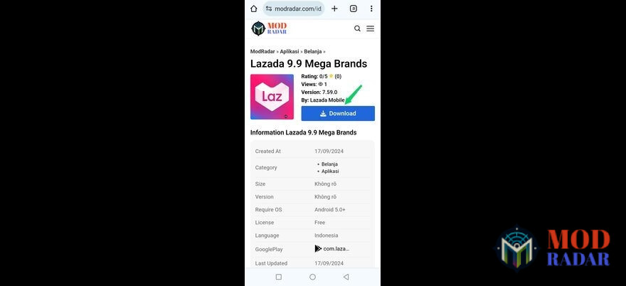 Klik download Lazada Apk