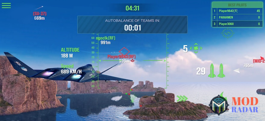 Gameplay yang tersaji di Modern Warplanes Mod Apk