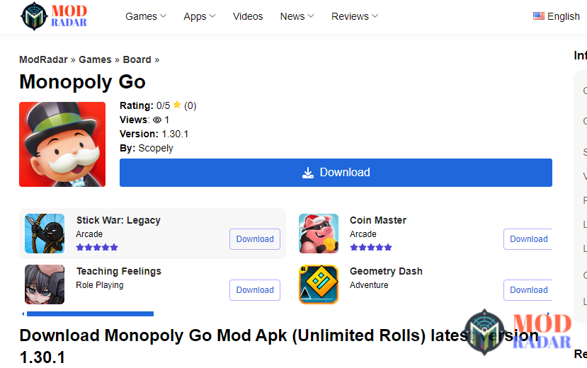 What is Monopoly Go Mod Apk Unlimited Rolls?