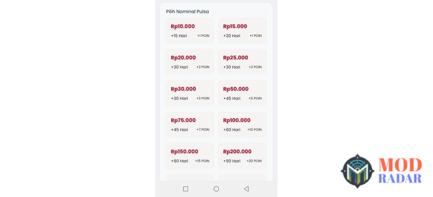 Pilih nominal yang ingin dibeli di My Telkomsel Apk