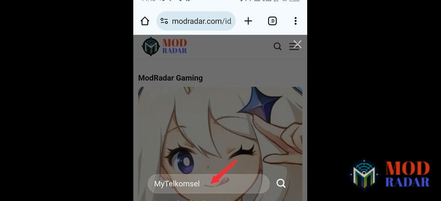 Cari My Telkomsel Apk di kotak pencarian Modradar.com