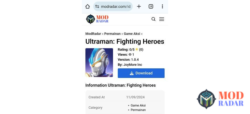 Klik download Ultraman Fighting Heroes Mod Apk