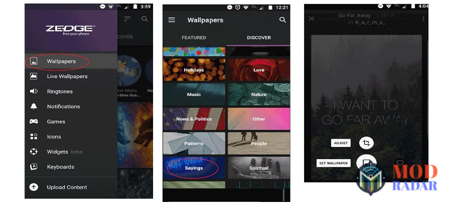 cara memakai Zedge Mod Apk
