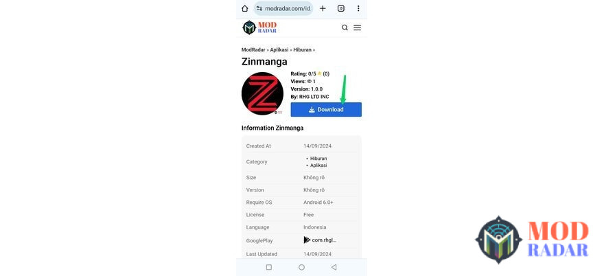 Klik download Zinmanga Apk