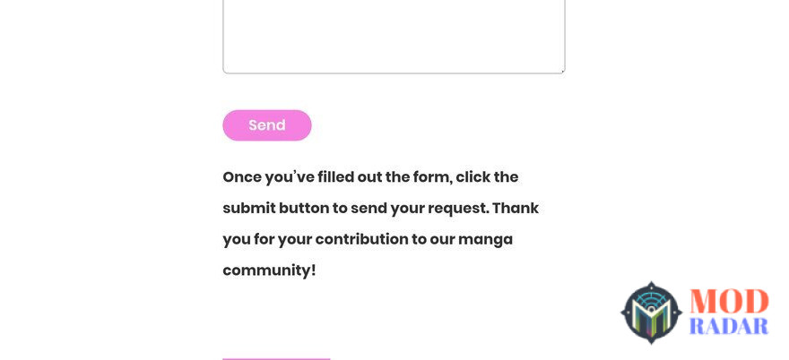 Klik send untuk request komik yang belum ada di Zinmanga Apk