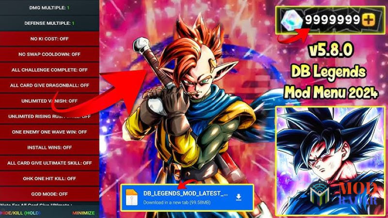 Các tính năng mod của phiên bản Dragon Ball Legends Mod Apk 5.8.0