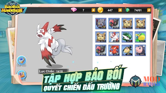 Đa dạng Pokemon trong Bảo Bối Huyền Thoại Apk