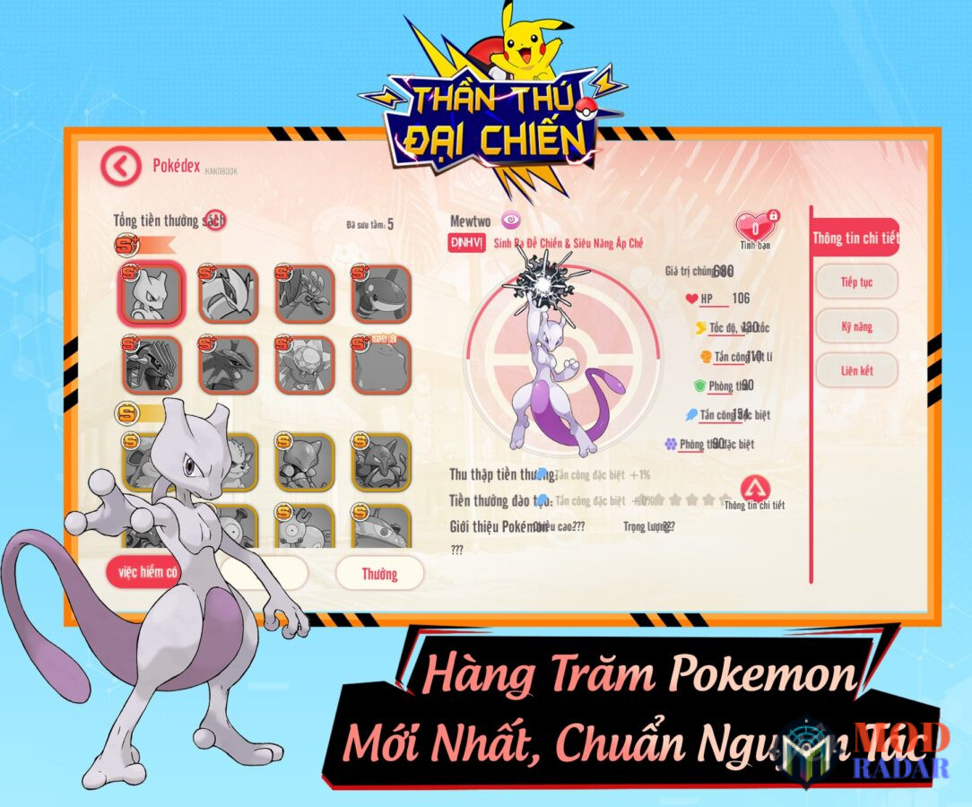 Hệ thống Pokemon phong phú tại Thần Thú Đại Chiến APK