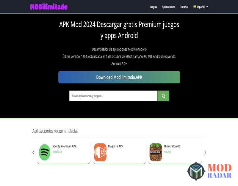 Modilimitado APK có giao diện dễ sử dụng