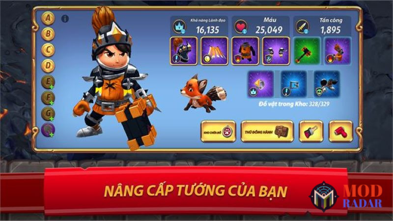 Nâng cấp anh hùng của bạn trong royal Revolt 2 apk