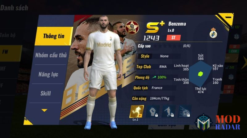 Nâng cấp cầu thủ bằng hack Football Master full tiền