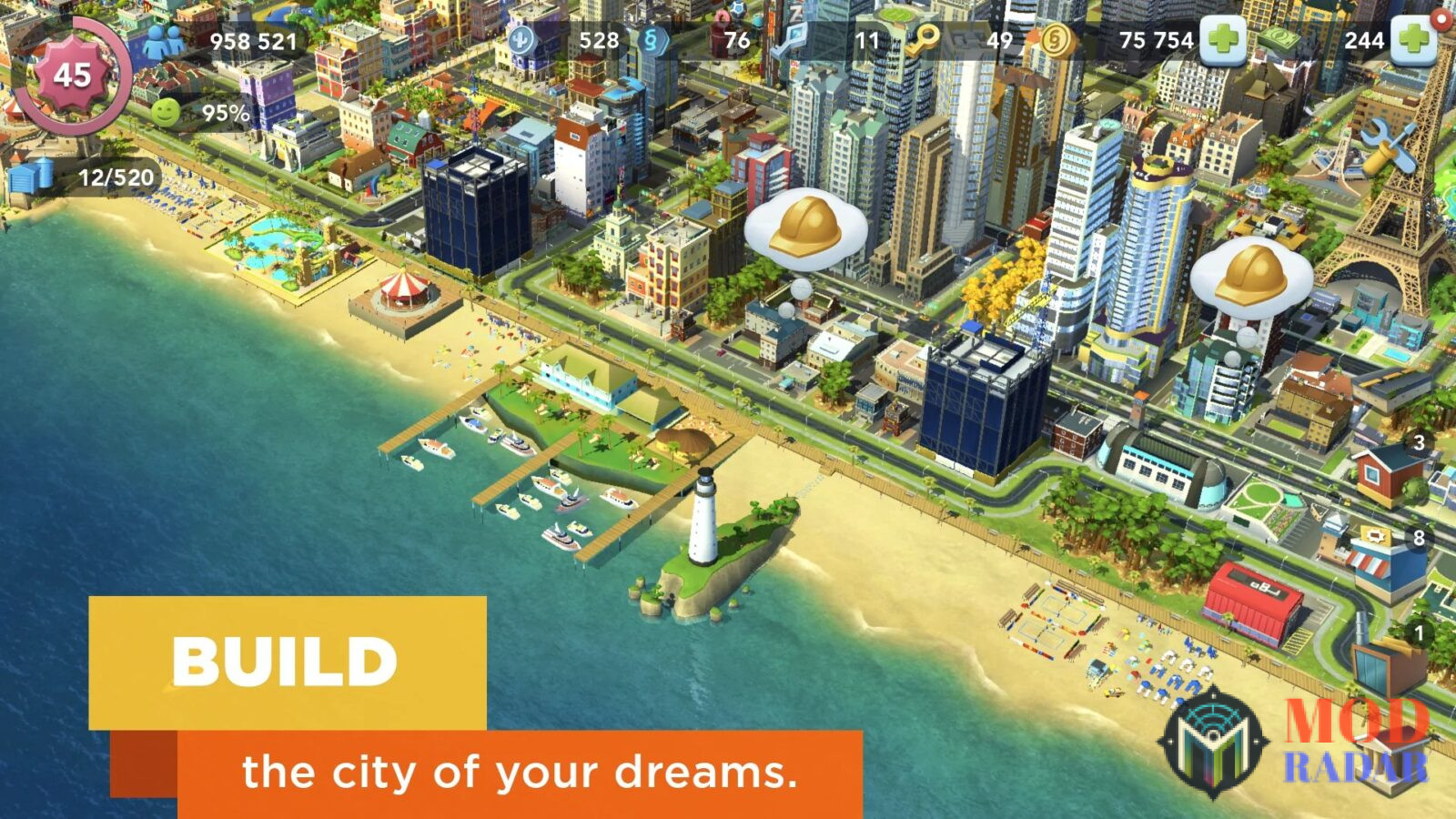 Gameplay SimCity BuildIt Mod APK: Xây dựng các công trình