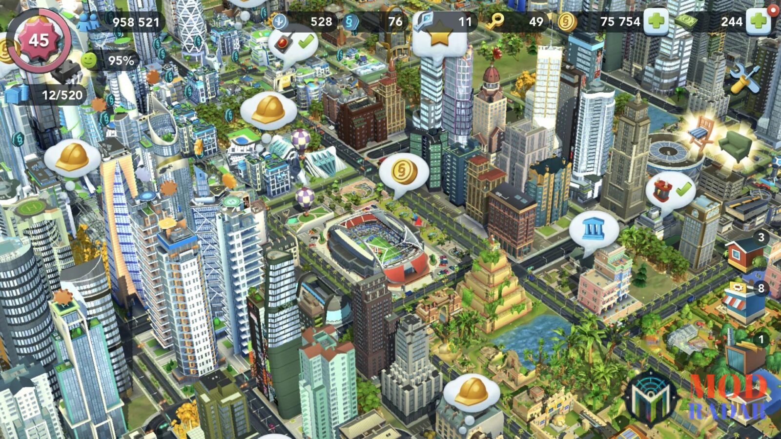 Các tính năng Mod của SimCity BuildIt Mod APK