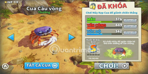 Bắt đầu chiến đấu với những con cua khác để trở thành Vua Cua