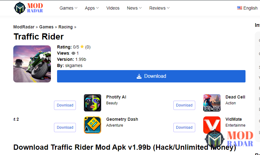 Traffic Rider Mod Apk