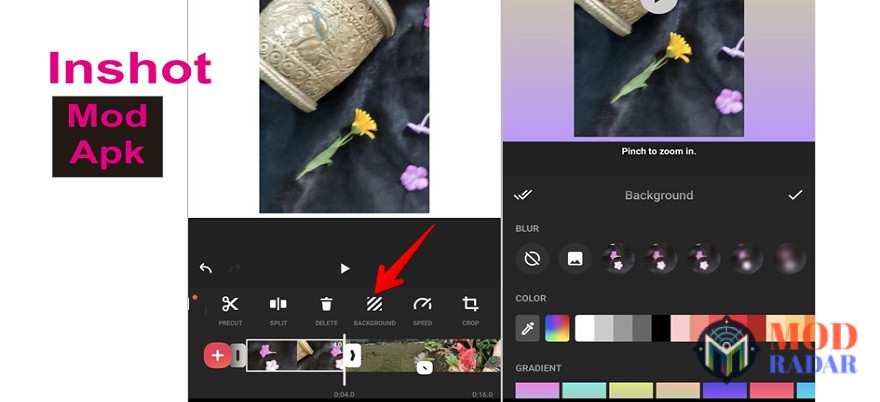 Pencet background di Inshot Mod Apk untuk mengganti background