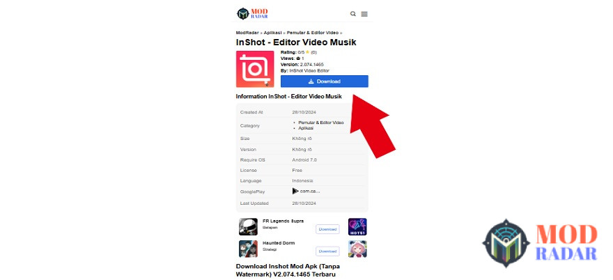 Pencet tombol download Inshot Mod Apk