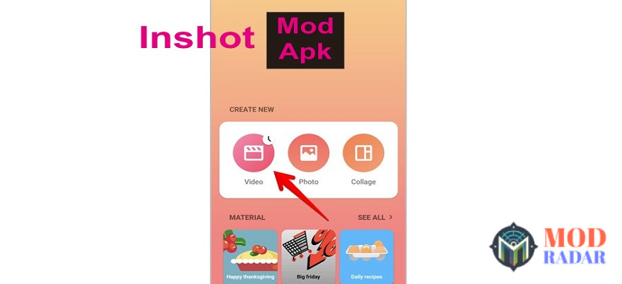 Pilih video di Inshot Mod Apk untuk mulai mengedit