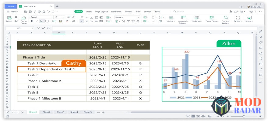 WPS Office Mod APK Spreadsheet