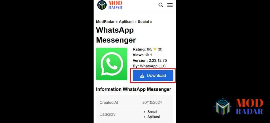 Klik download WhatsApp Apk