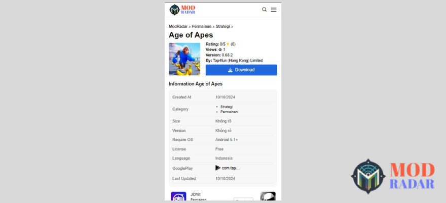 download age of apes mod apk