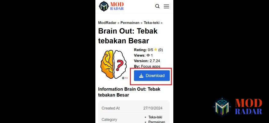 Klik download Brain Out Mod Apk