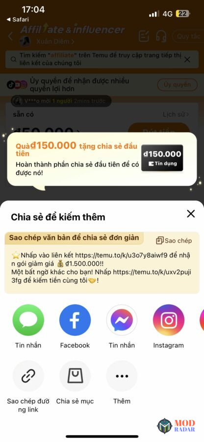 Cách kiếm tiền temu affiliate