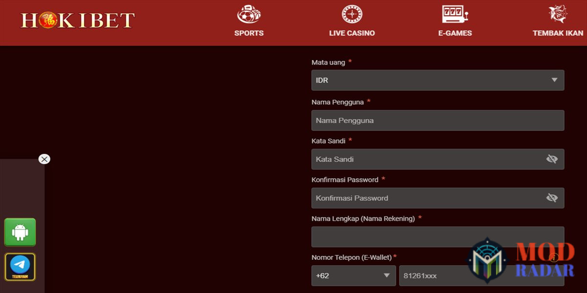 cara registrasi di situs hokibet