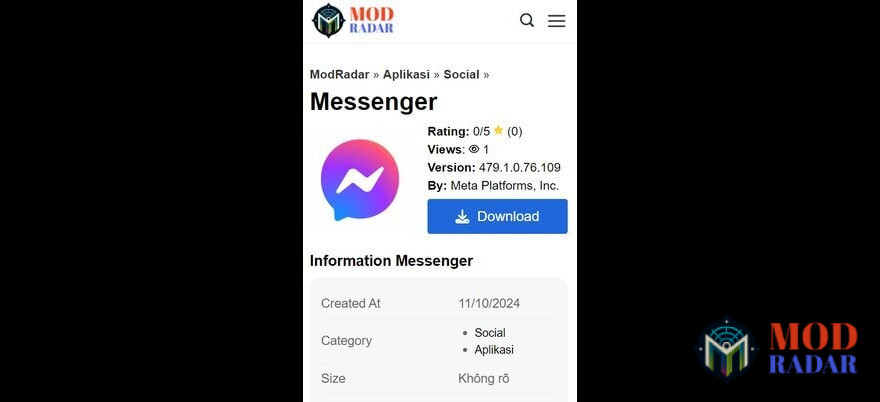 klik download messenger di tombol yang sudah disediakan